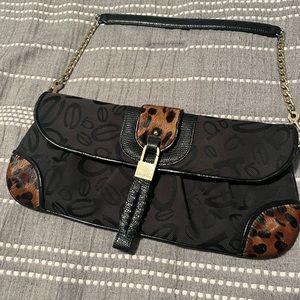 Y2K bebe Cheetah Black baguette bag
